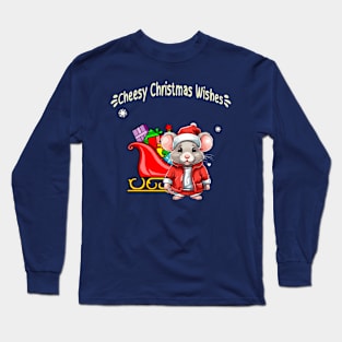 Merry and Cheesy Christmas Mouse Santa Design! Long Sleeve T-Shirt